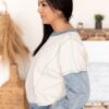 Alaina Two Tone Denim Pullover