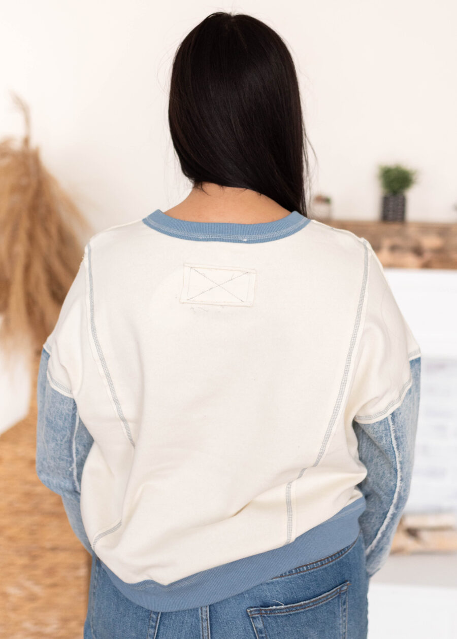 Alaina Two Tone Denim Pullover