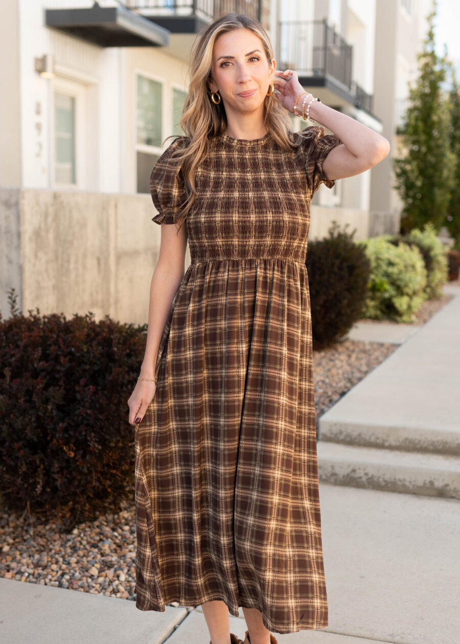 AryahBrownGinghamSmockedDress_DSC9344.jpg Aryah Brown Gingham Smocked Dress