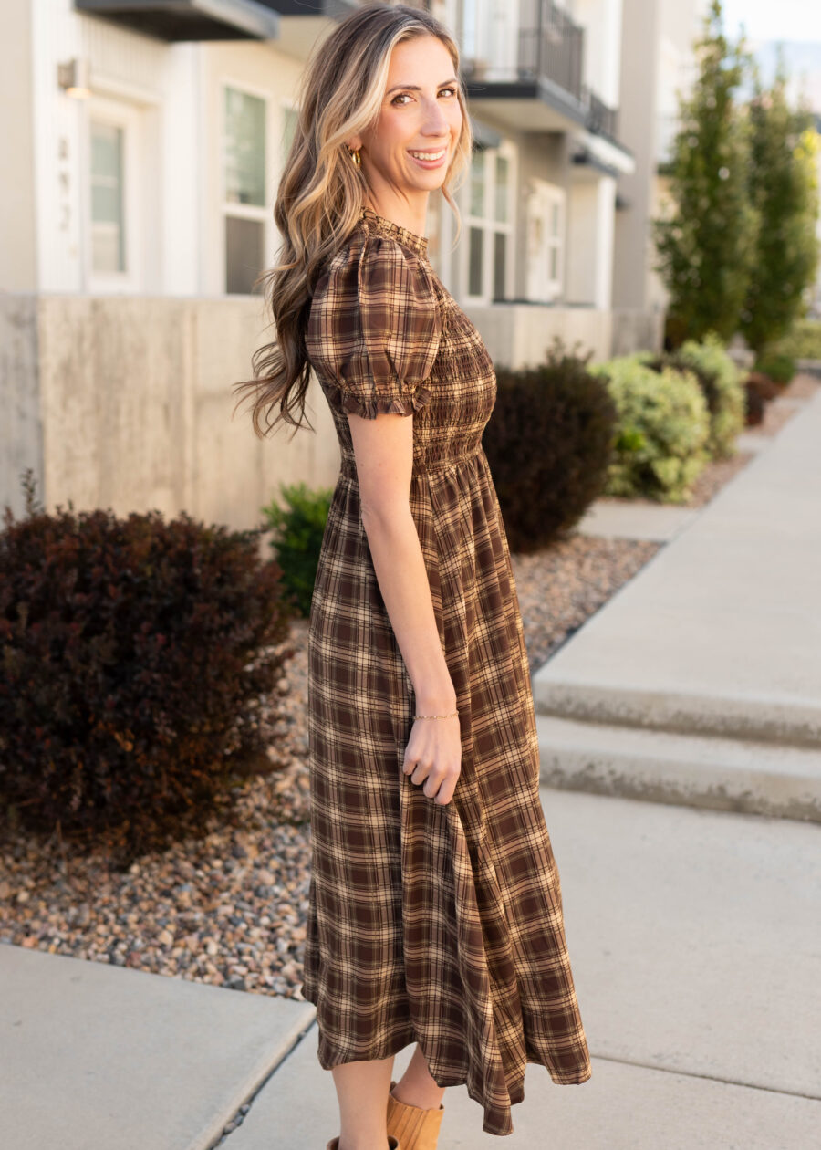 AryahBrownGinghamSmockedDress_DSC9347.jpg Aryah Brown Gingham Smocked Dress