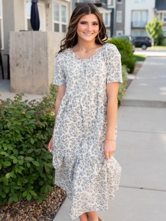 Beatrice Cream Floral Tiered Dress