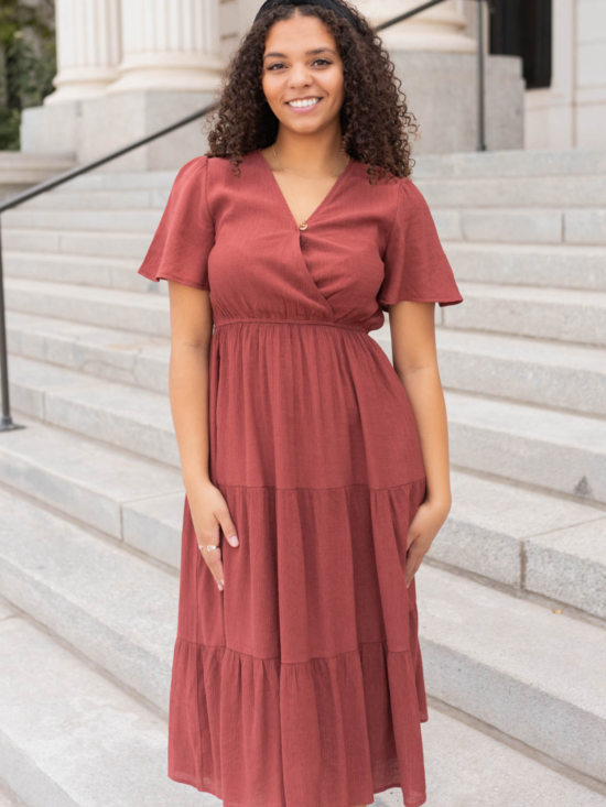Becca Terracotta Tiered Wrap Dress