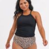 Black Double-Cinch Tankini Top