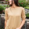 Britton Light Tan Ruffle Sleeve Top