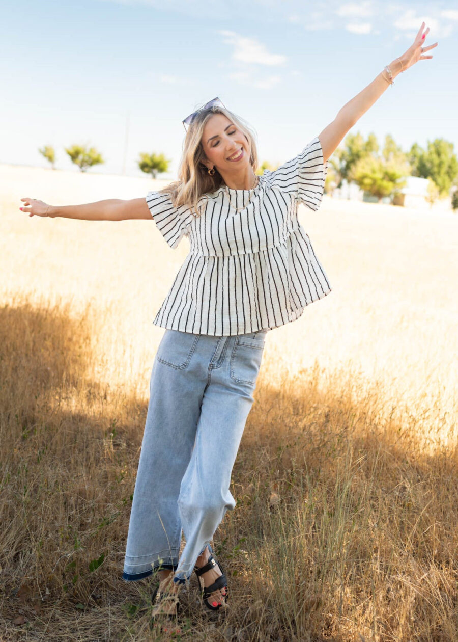 BrynnBlackStripedPeplumTop_DSC0577.jpg Brynn Black Striped Peplum Top
