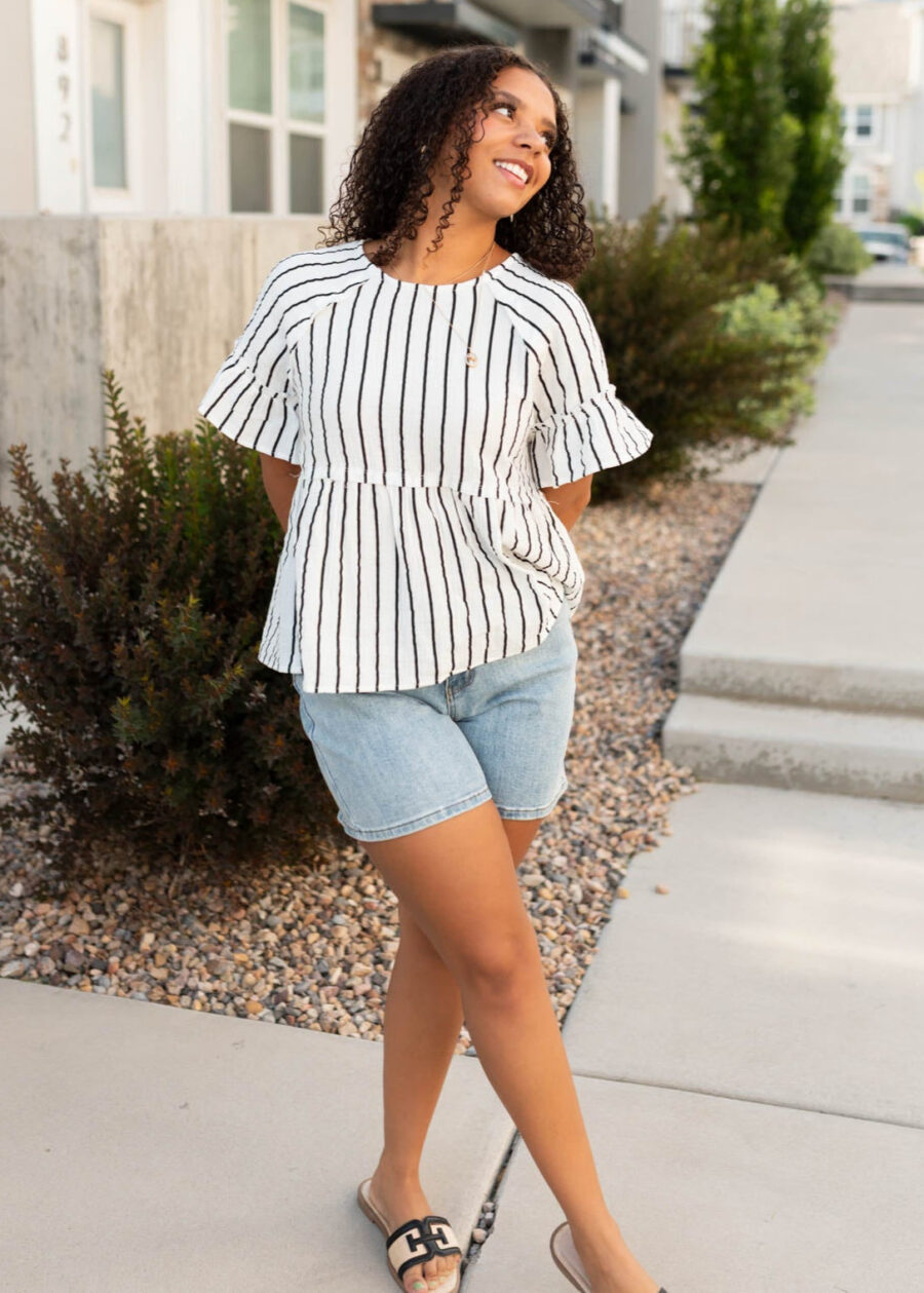 BrynnBlackStripedPeplumTop_DSC0845.jpg Brynn Black Striped Peplum Top