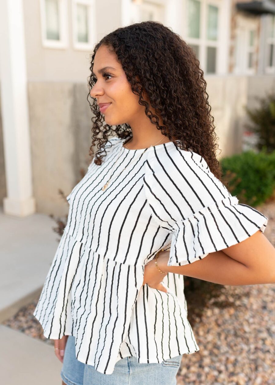 BrynnBlackStripedPeplumTop_DSC0850.jpg Brynn Black Striped Peplum Top