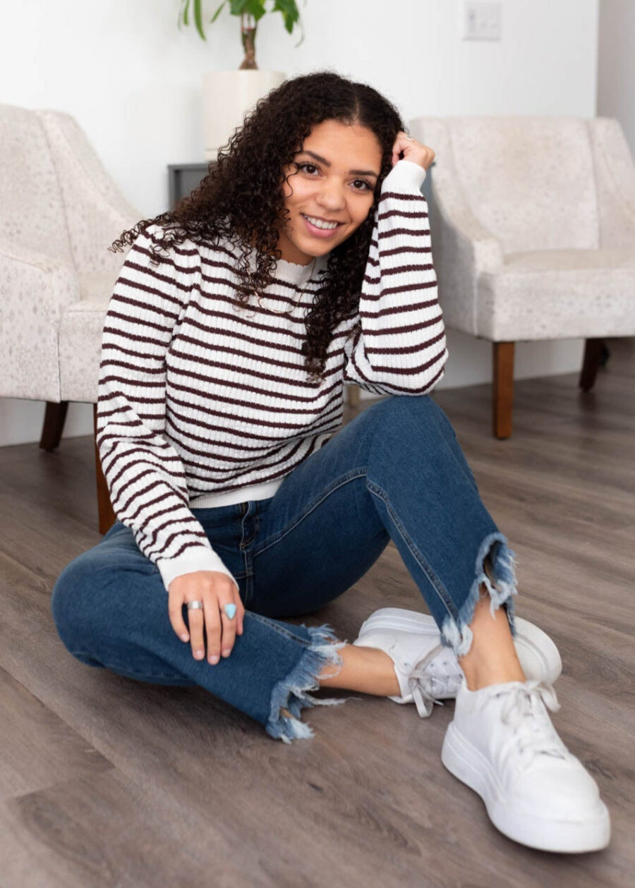Milah Brown Stripe Pullover