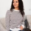 Milah Brown Stripe Pullover
