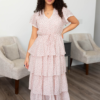 Mira Blush Rose Tiered Ruffle Dress