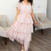Mira Blush Rose Tiered Ruffle Dress