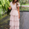 Mira Blush Rose Tiered Ruffle Dress