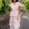 Mira Blush Rose Tiered Ruffle Dress