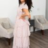 Mira Blush Rose Tiered Ruffle Dress