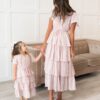 Mira Blush Rose Tiered Ruffle Dress