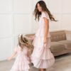 Mira Blush Rose Tiered Ruffle Dress