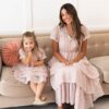 Mira Blush Rose Tiered Ruffle Dress