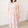 Mira Blush Rose Tiered Ruffle Dress