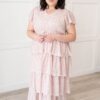 Mira Blush Rose Tiered Ruffle Dress