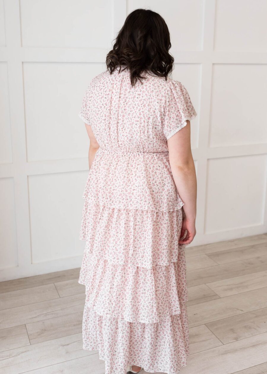 Mira Blush Rose Tiered Ruffle Dress