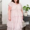 Mira Blush Rose Tiered Ruffle Dress