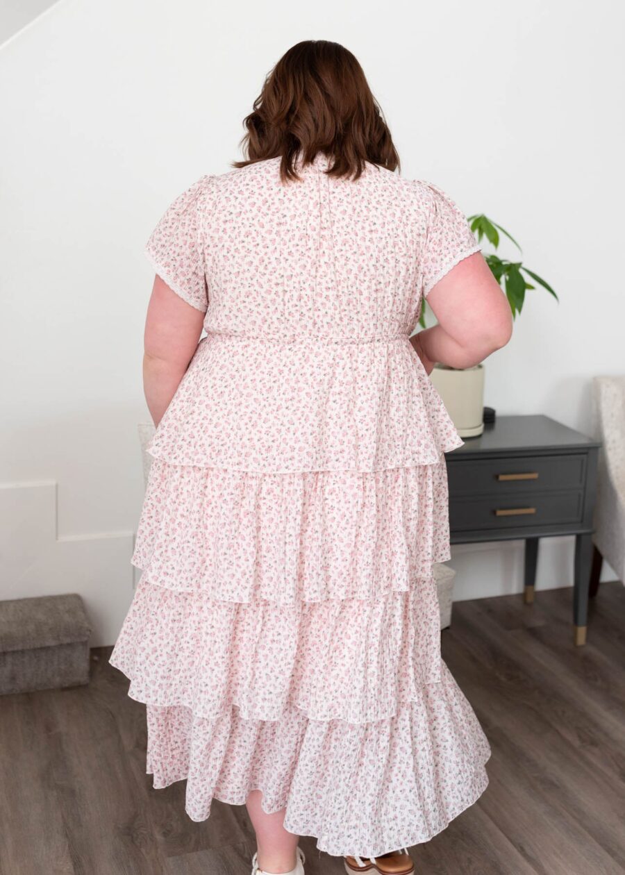 Mira Blush Rose Tiered Ruffle Dress