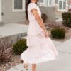 Mira Blush Rose Tiered Ruffle Dress