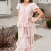 Mira Blush Rose Tiered Ruffle Dress