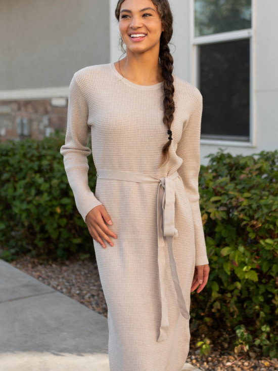 Nicoletta Stone Waffle Sweater Dress