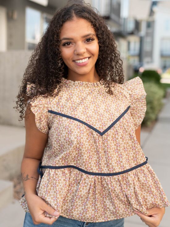 Olivia Taupe Floral Top