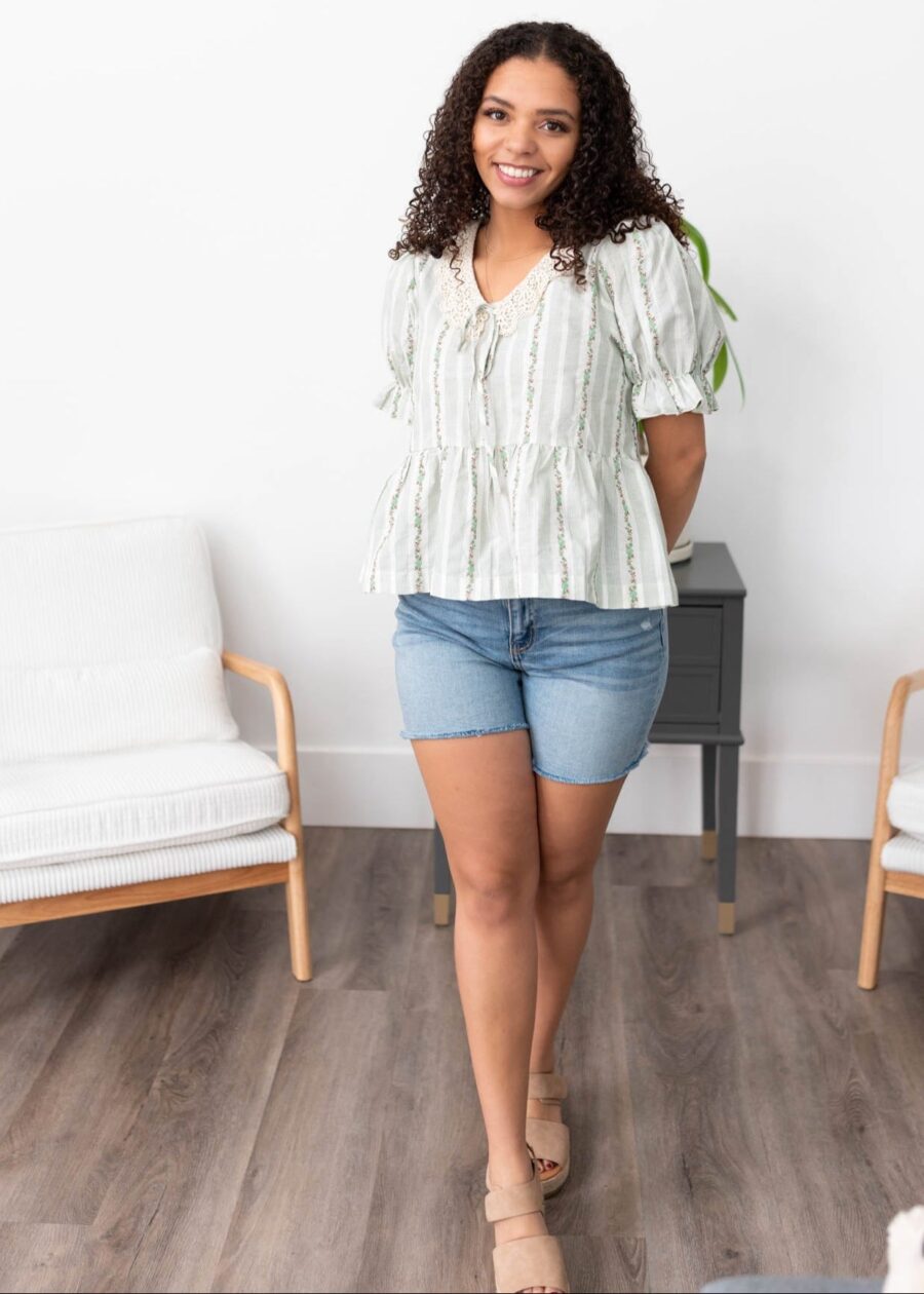 Opal Green Lace Top