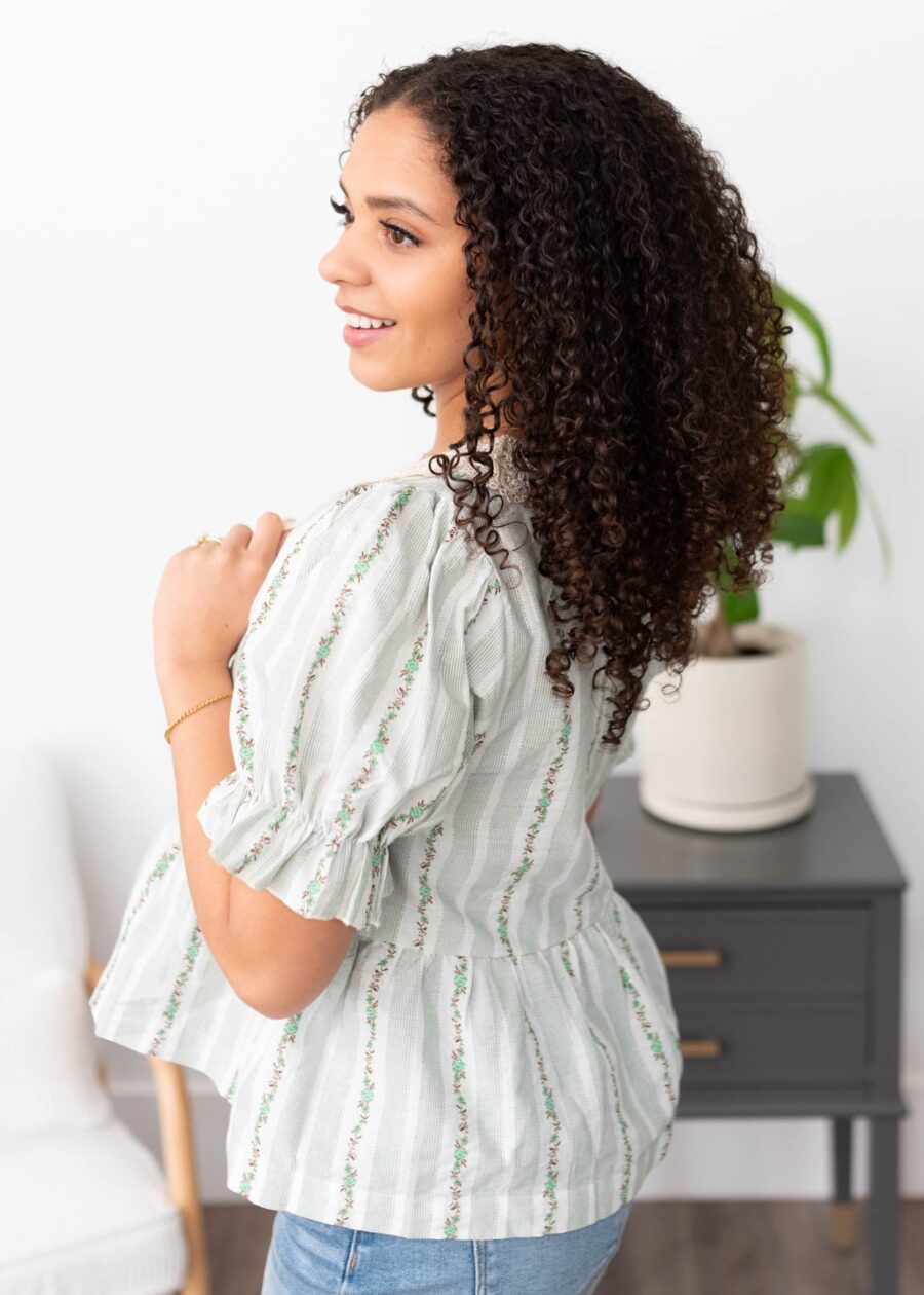 Opal Green Lace Top