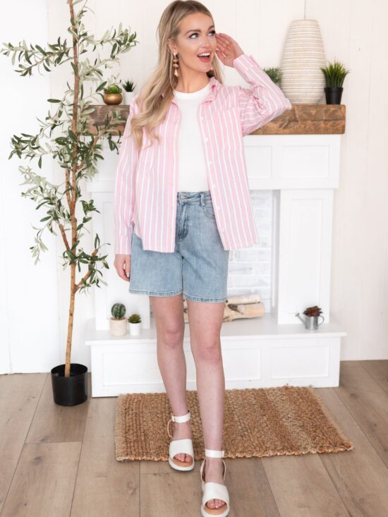Payton Pink Button Up Top