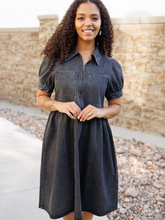 Reese Black Denim Dress