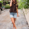 The Classic Brown V-Neck Top