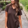 The Classic Brown V-Neck Top